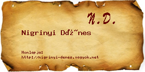 Nigrinyi Dénes névjegykártya